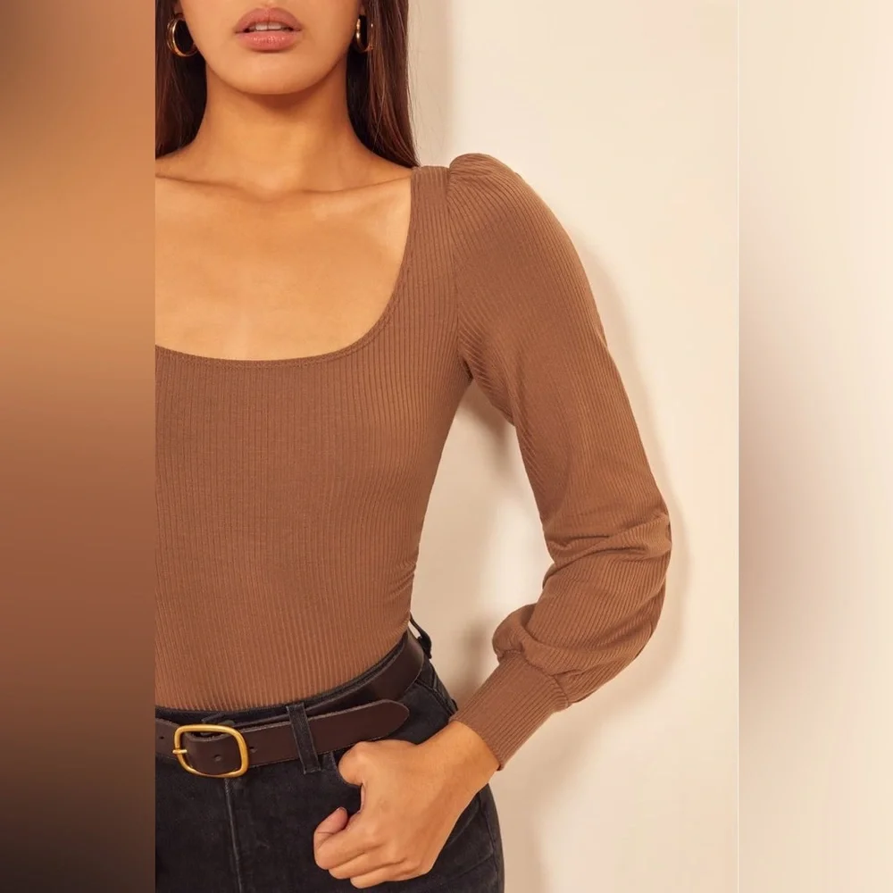 Reformation Vita Top Brown Medium - Picture 2 of 7